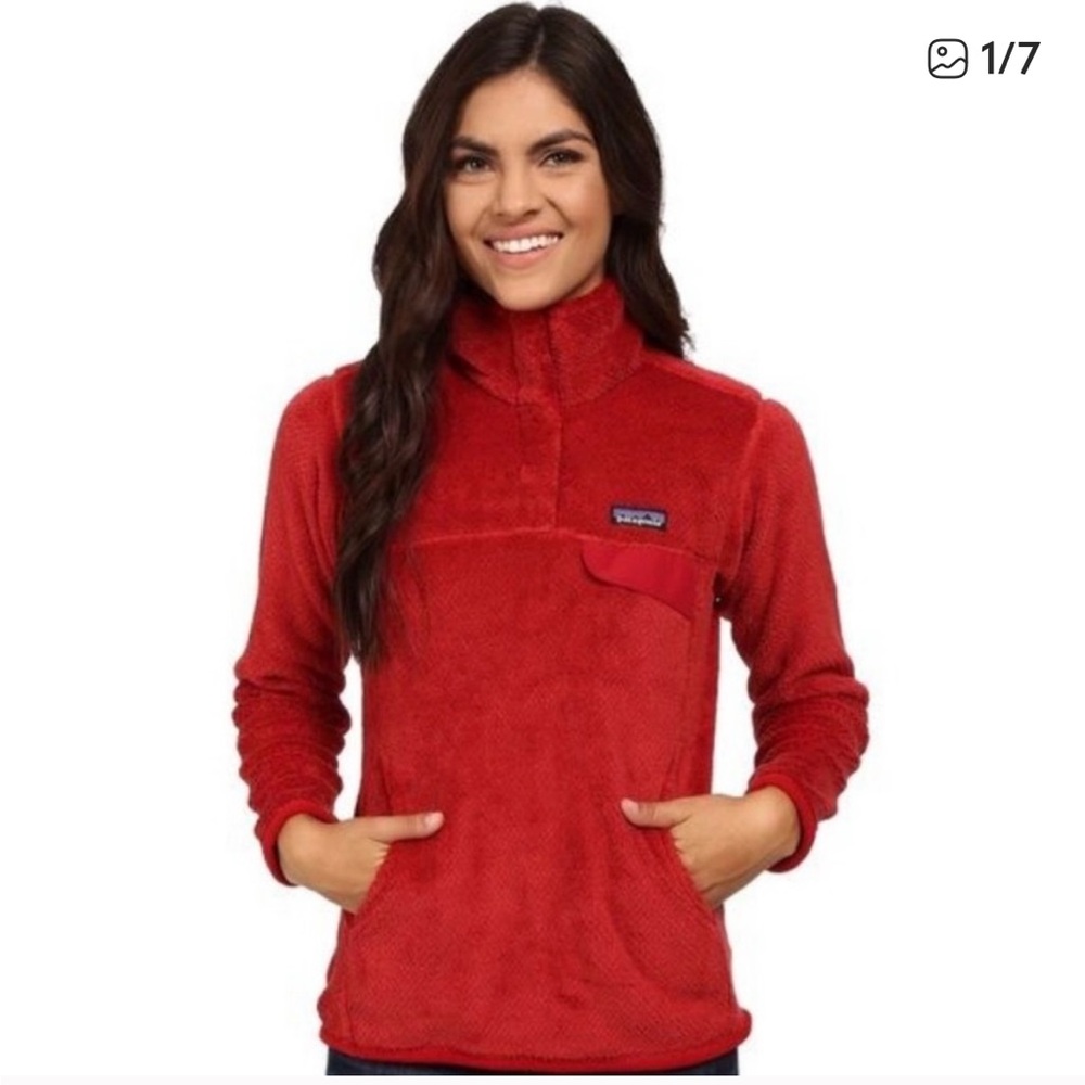 Patagonia Re-Tool Snap T Warm Fleece Pullover in Red Size Medium